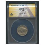 1937-D 3 Leg Buffalo Nickel ANACS EF 45