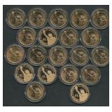 20- Mixed Presidential Golden Dollars