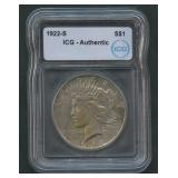 1922-S Peace Silver Dollar ICG Authentic