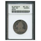 1805 Draped Bust Quarter ANACS AG Details