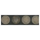 4- Mixed S-Mint Liberty Head Barber Dimes