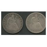 1853-O and 1862-S Seated Liberty Half Dollars