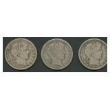 3- 1907 Dated Liberty Head Barber Half Dollars