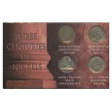 Three Centuries of Nickels:  4-Coin Display