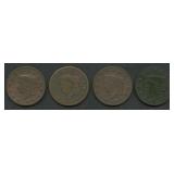 4- Mixed 1820's Coronet Head Large Cents