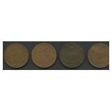 4- Mixed Two-Cent Copper Pieces