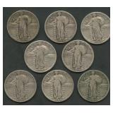 8- Mixed Standing Liberty Quarters