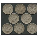 8- Mixed Standing Liberty Quarters