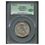 1954-S Franklin Half Dollar CAC MS 64