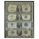 4- Mixed Silver Certificates $1- $10, 1934-1957