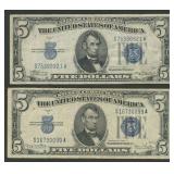 1934 A & D $5 Silver Certificates FR-1651/1654