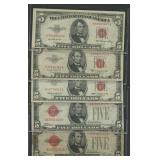 5- Mixed $5 Legal Tender Notes 1928, 1953 & 1963