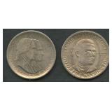2- Mixed Commemorative .900 Silver Halves
