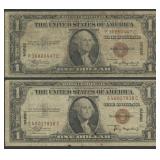 2- 1935A $1 Silver Certificates Hawaii FR-2300