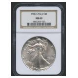 1986 ASE Silver Eagle NGC MS 69