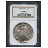 1991 ASE Silver Eagle NGC MS 69