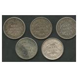 5- Mixed Liberty Head Barber Dime Better Grade