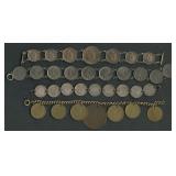 (0.90 ozt TW) 4- Mixed Foreign Coin Bracelets