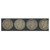 4- Mixed Liberty Head Barber Half Dollars