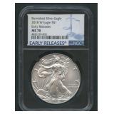 2018-W ASE Burnished Silver Eagle NGC MS 70
