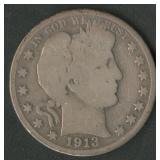 1913 Liberty Head Barber Half Dollar