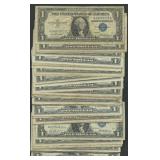 50- Mixed 1957 $1 Silver Certificates Blue Seal