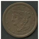 1850 Braided Hair Half Cent