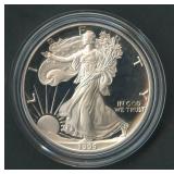 1995-P Proof ASE Silver Eagle in OGP with COA