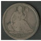 1837 Large Date No Stars Seated Liberty Dime