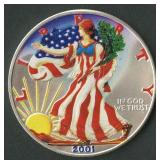 2001 ASE Colorized Silver Eagle 1 ozt