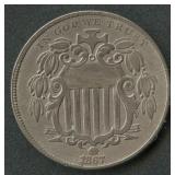 1867 With Rays Shield Nickel