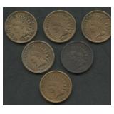 Run of 6-  Copper/Nickel Indian Head Cents
