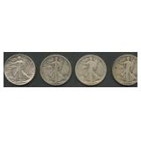 4- 1917 Dated Walking Liberty Half Dollars