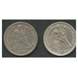 1870 and 1872 Seated Liberty Dimes