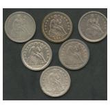 6- Mixed Seated Liberty Dimes