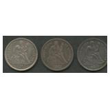3- Mixed Seated Liberty Dimes