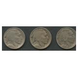 3- 1914 Dated Buffalo Nickels