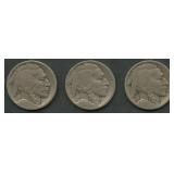 3- 1915 Dated Buffalo Nickels