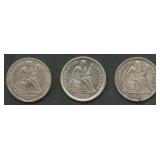 3- Mixed Seated Liberty Dimes  Higher Grade