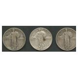 3- Mixed Standing Liberty Quarters