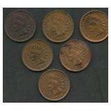 6- Mixed Indian Head Cents Higher Grades