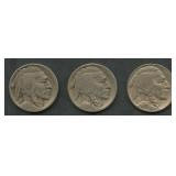 3- Mixed Better Date Buffalo Nickels