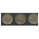 3- 1913 Dated Type 1 Buffalo Nickels