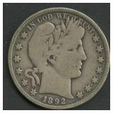 1892-O Liberty Head Barber Half *KEY DATE*