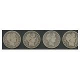 4- Mixed Liberty Head Barber Half Dollars