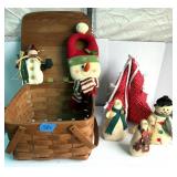 Handcrafted Christmas Tree & Snowman w/Basket