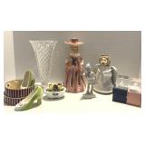 Pink Lady Napkin Holder Candleholder, Etc. Box Lot