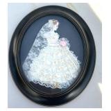 Art Deco Paper Doll Figure w/Ribbon & Lace Framed