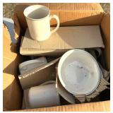 Corning Ware White & Green Dinnerware Box Lot