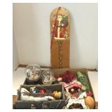 Christmas Decor Lot Welcome Snowman, Ornaments